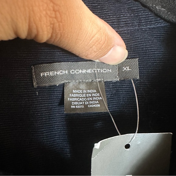 French Connection Navy Blue Corduroy Long Sleeve Button Down Shirt NEW NWT - Picture 3 of 14